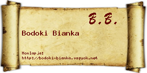 Bodoki Bianka névjegykártya